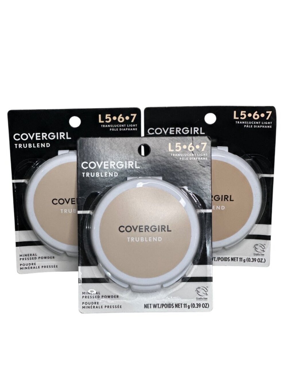 3x Pack CoverGirl TruBlend Mineral Pressed Powder L5-6-7 Translucent Light 11g